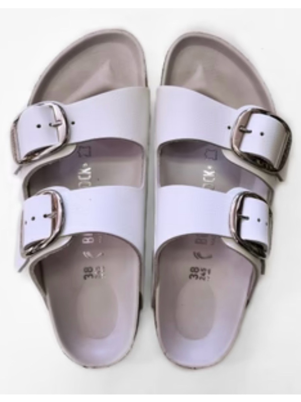 Birkenstock White Double-Buckle Slide Sandals size 38